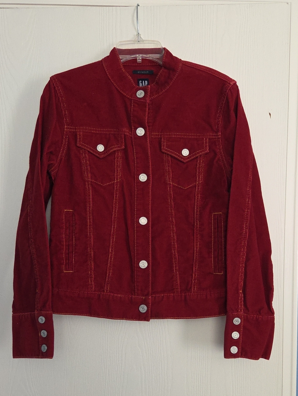 GAP Women's Deep Red Corduroy Button Jacket